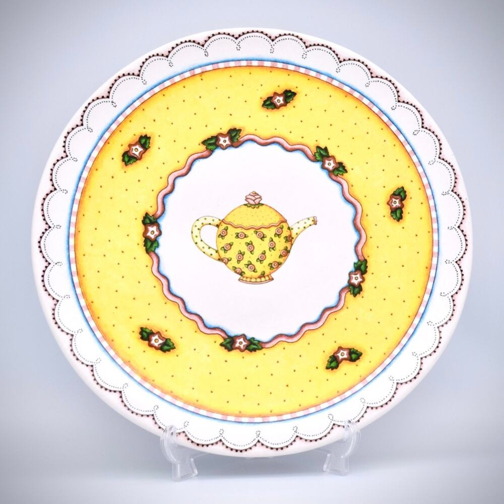 Vintage Mary Engelbreit 10-Inch Round Teapot Plate - Collectible